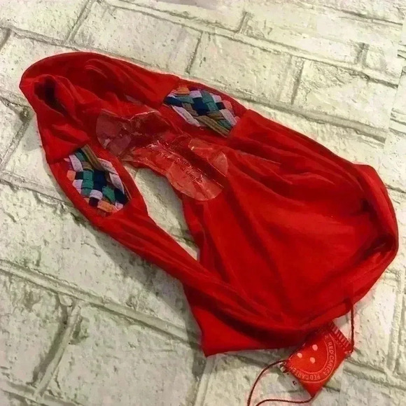 NWT women’s Red Carter Scarlet Red Weave Bikini Bottoms Size Small - Picture 5 of 5